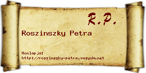 Roszinszky Petra névjegykártya